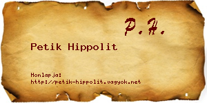 Petik Hippolit névjegykártya